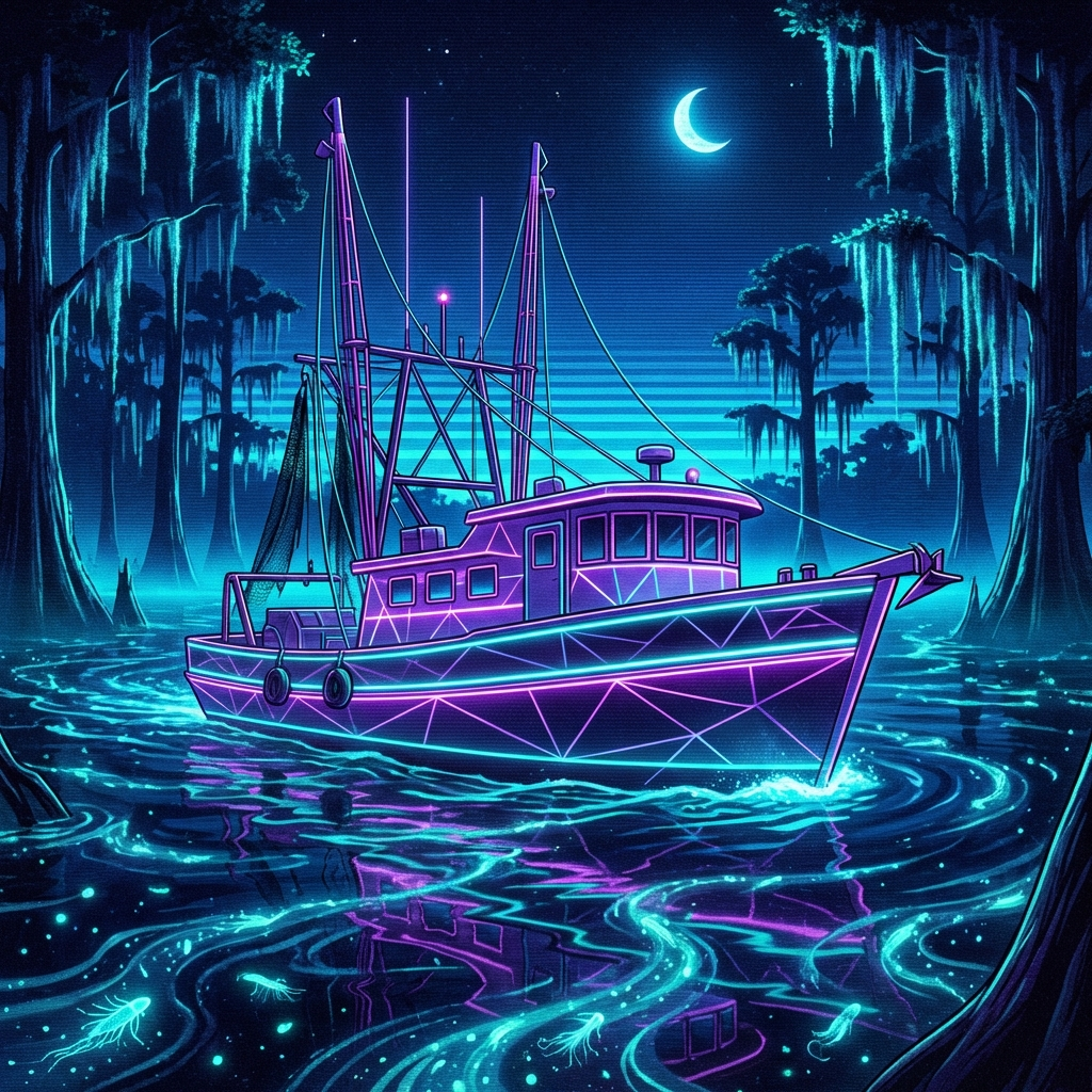 Neon Bayou Shrimp Boat